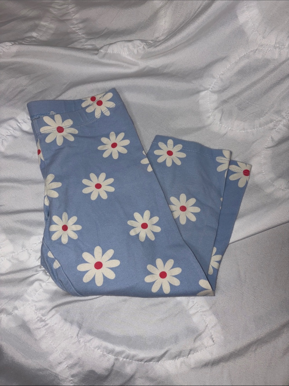 Girls Light Blue Daisy Print Leggings